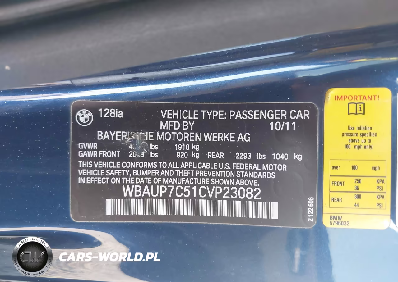 2012 BMW 128I VIN:WBAUP7C51CVP23082 - 9