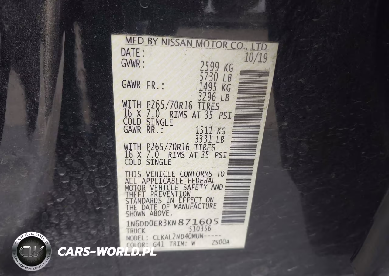 2019 Nissan Frontier Sv VIN:1N6DD0ER3KN871605 - 9