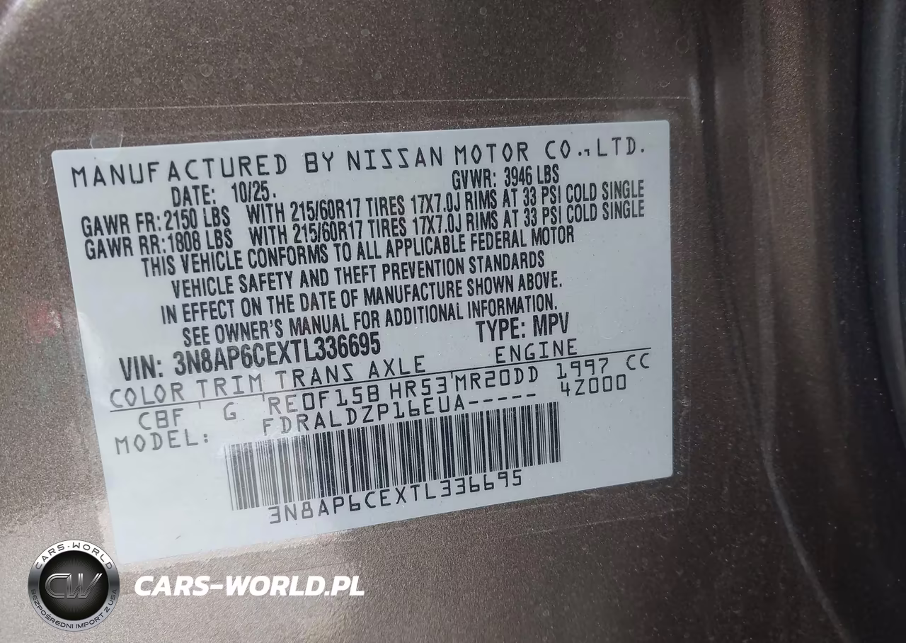 2026 Nissan Kicks Sv VIN:3N8AP6CEXTL336695 - 9