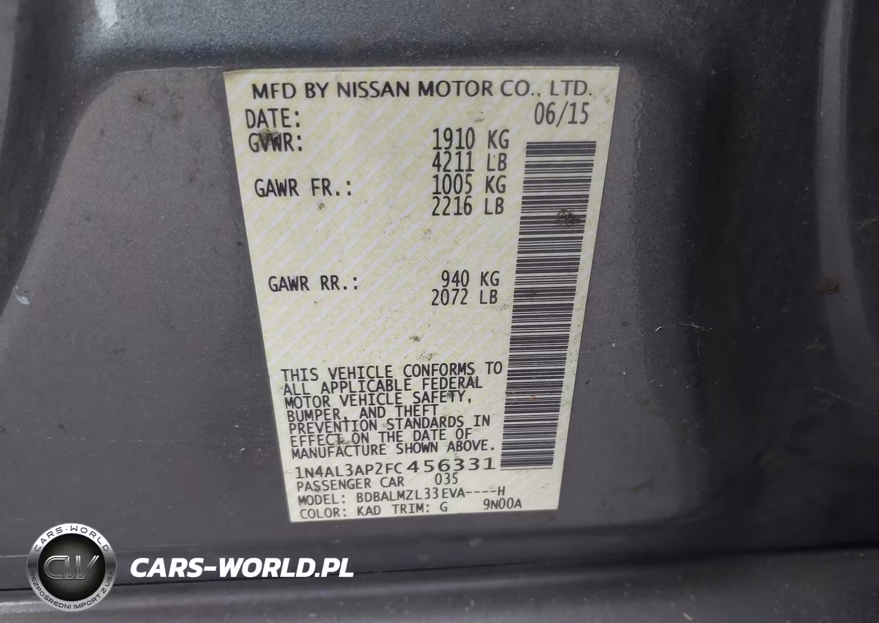 2015 Nissan Altima 2.5 Sv VIN:1N4AL3AP2FC456331 - 9
