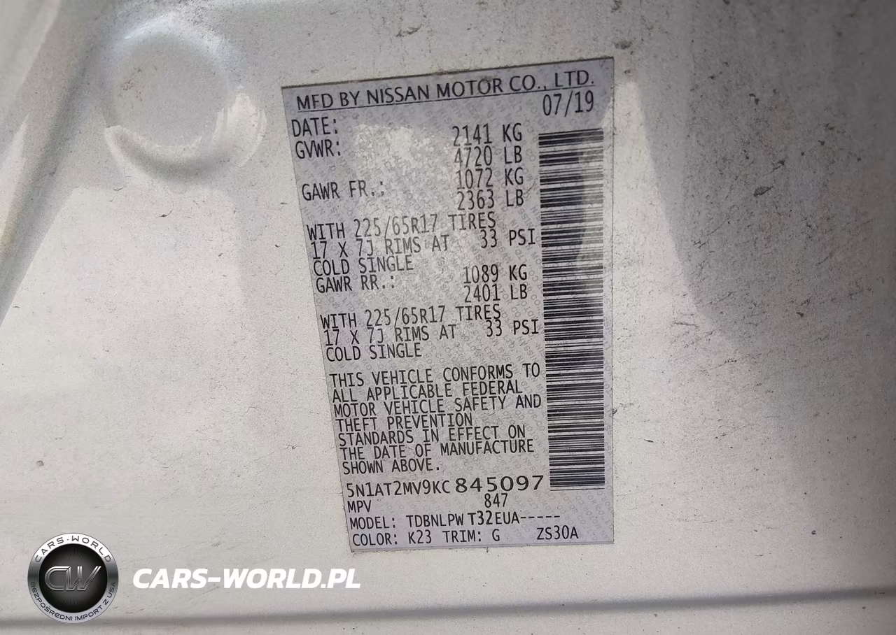 2019 Nissan Rogue S VIN:5N1AT2MV9KC845097 - 9