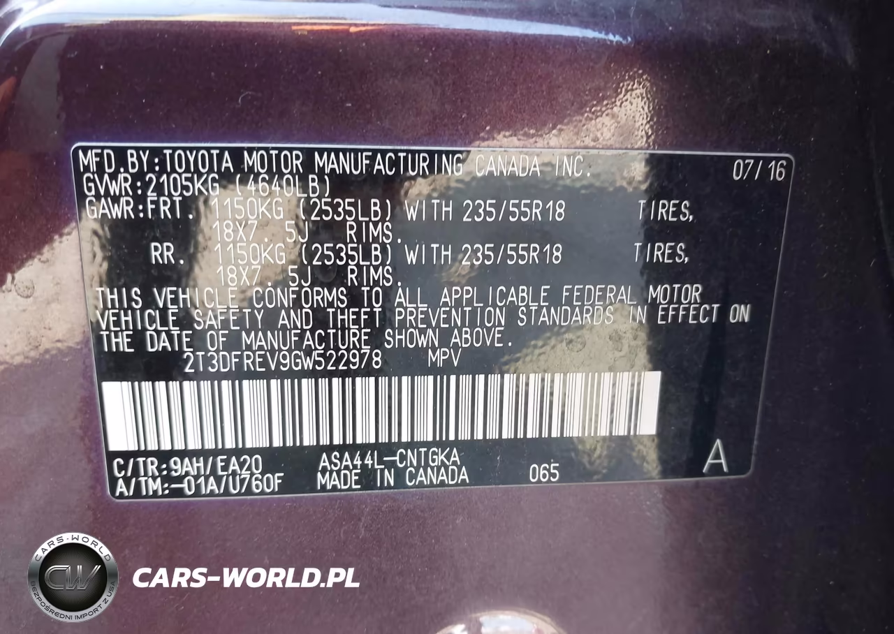 2016 Toyota Rav4 Limited VIN:2T3DFREV9GW522978 - 9
