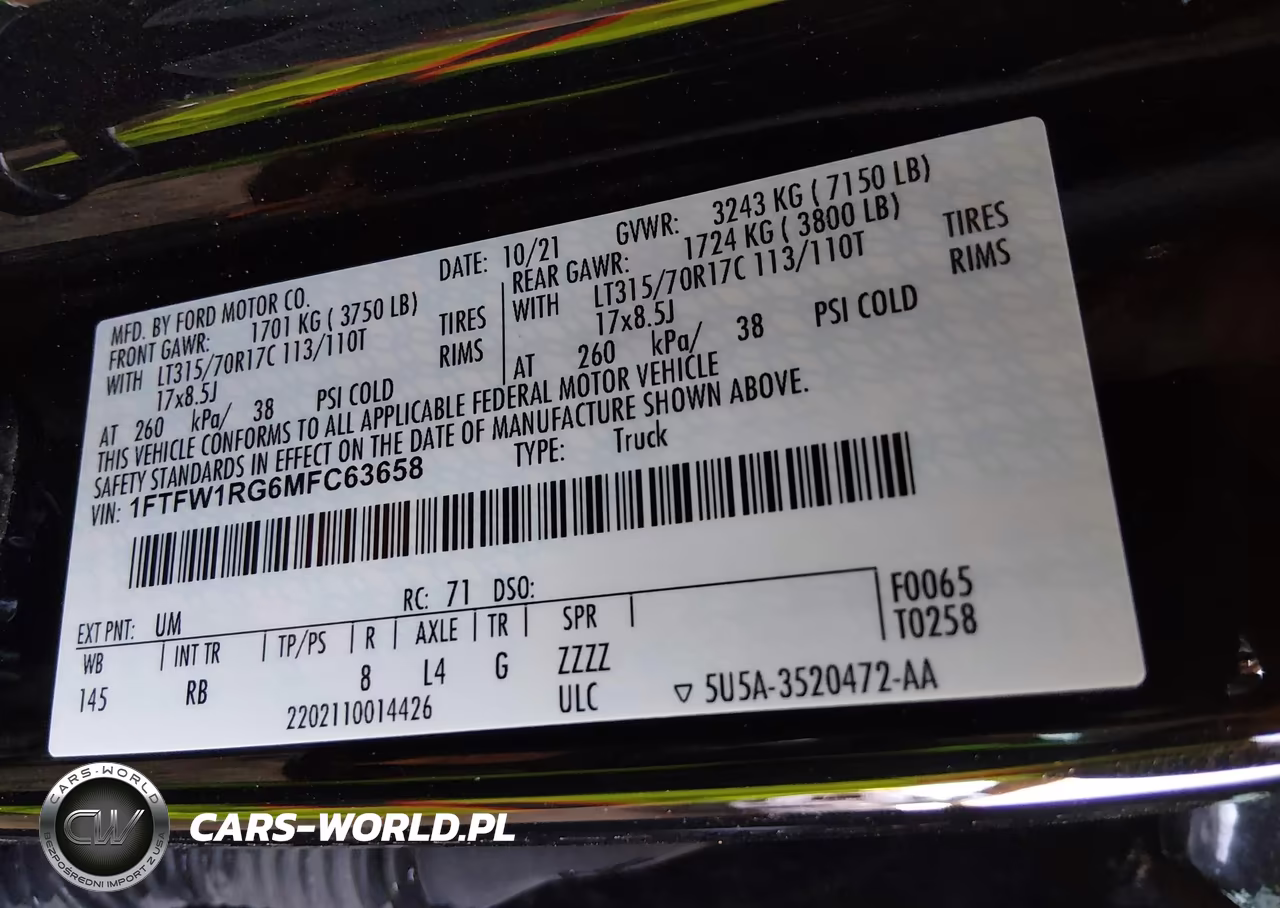 2021 Ford F-150 Raptor VIN:1FTFW1RG6MFC63658 - 9