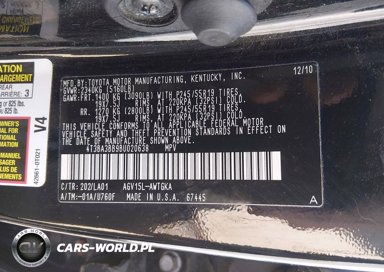 2011 Toyota Venza VIN:4T3BA3BB9BU020638 - 9