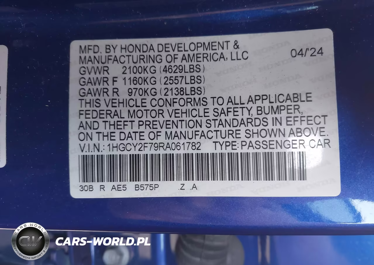 2024 Honda Accord Hybrid Sport-L VIN:1HGCY2F79RA061782 - 9