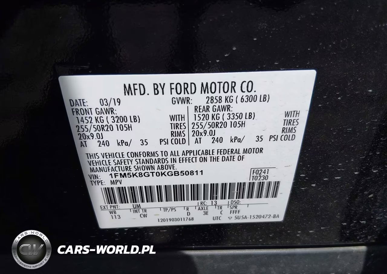 2019 Ford Explorer Sport VIN:1FM5K8GT0KGB50811 - 9