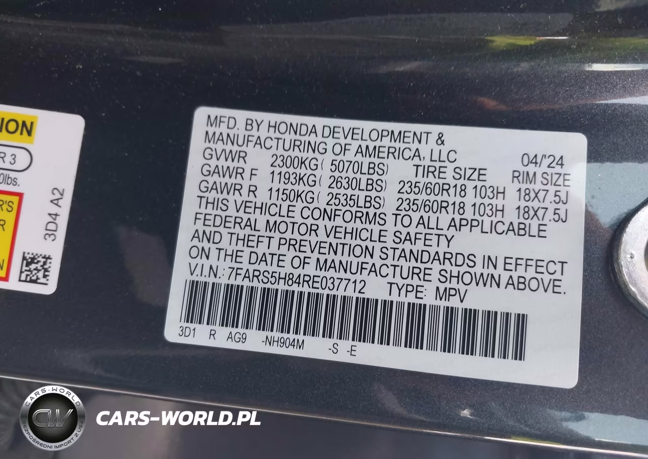 2024 Honda Cr-V Hybrid Sport-L VIN:7FARS5H84RE037712 - 9