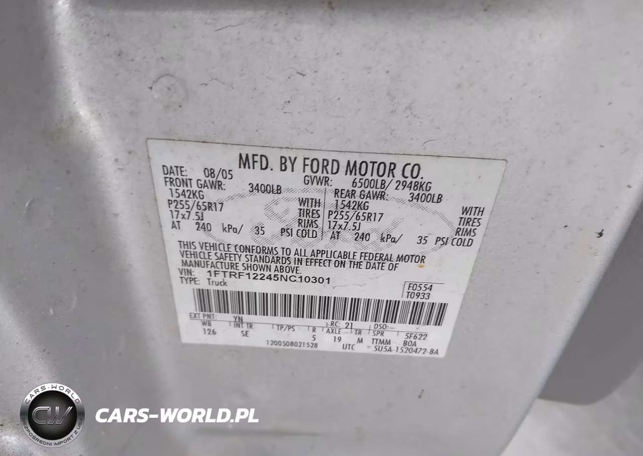 2005 Ford F-150 Stx-Xl-Xlt VIN:1FTRF12245NC10301 - 9