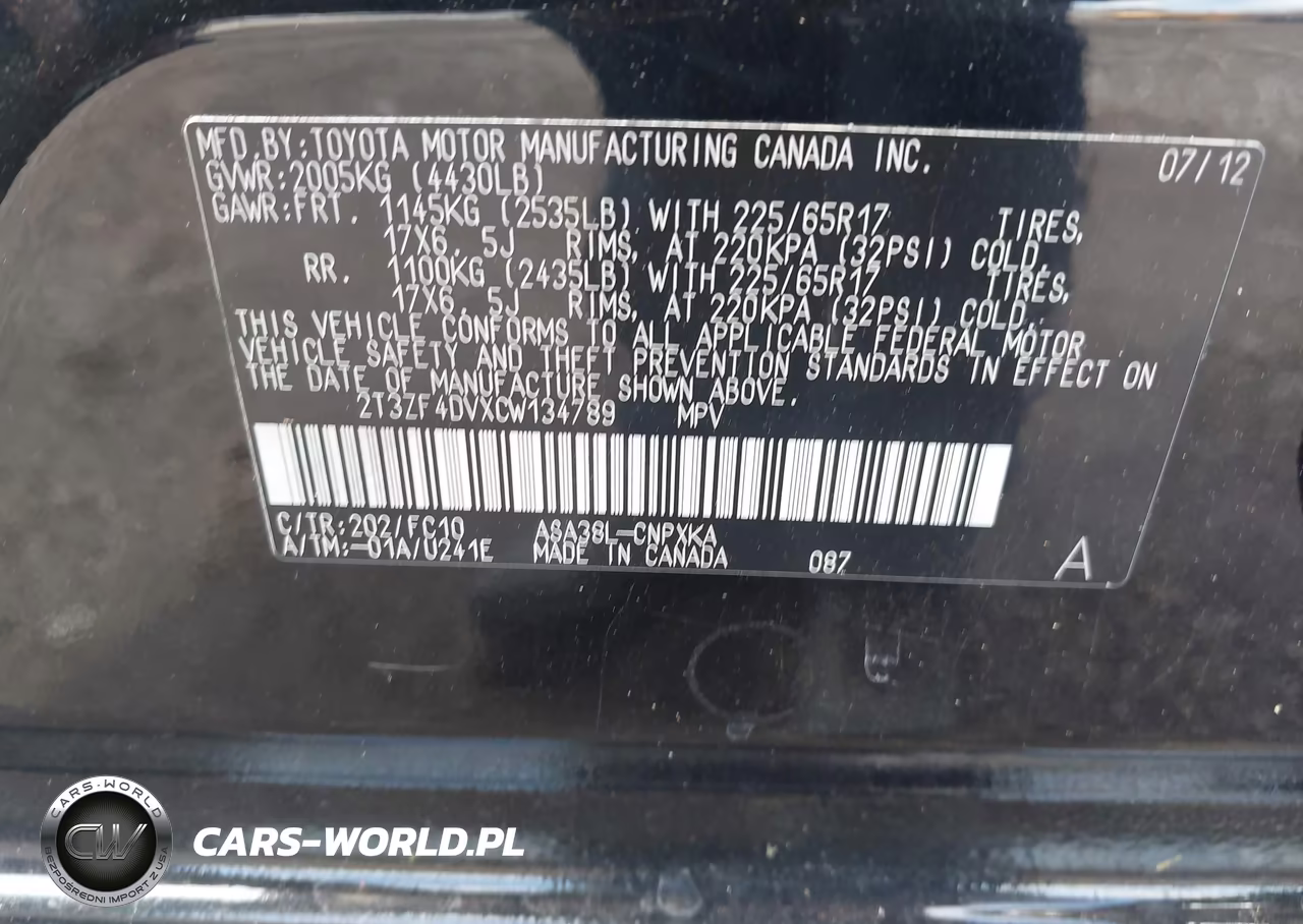 2012 Toyota Rav4 VIN:2T3ZF4DVXCW134789 - 9
