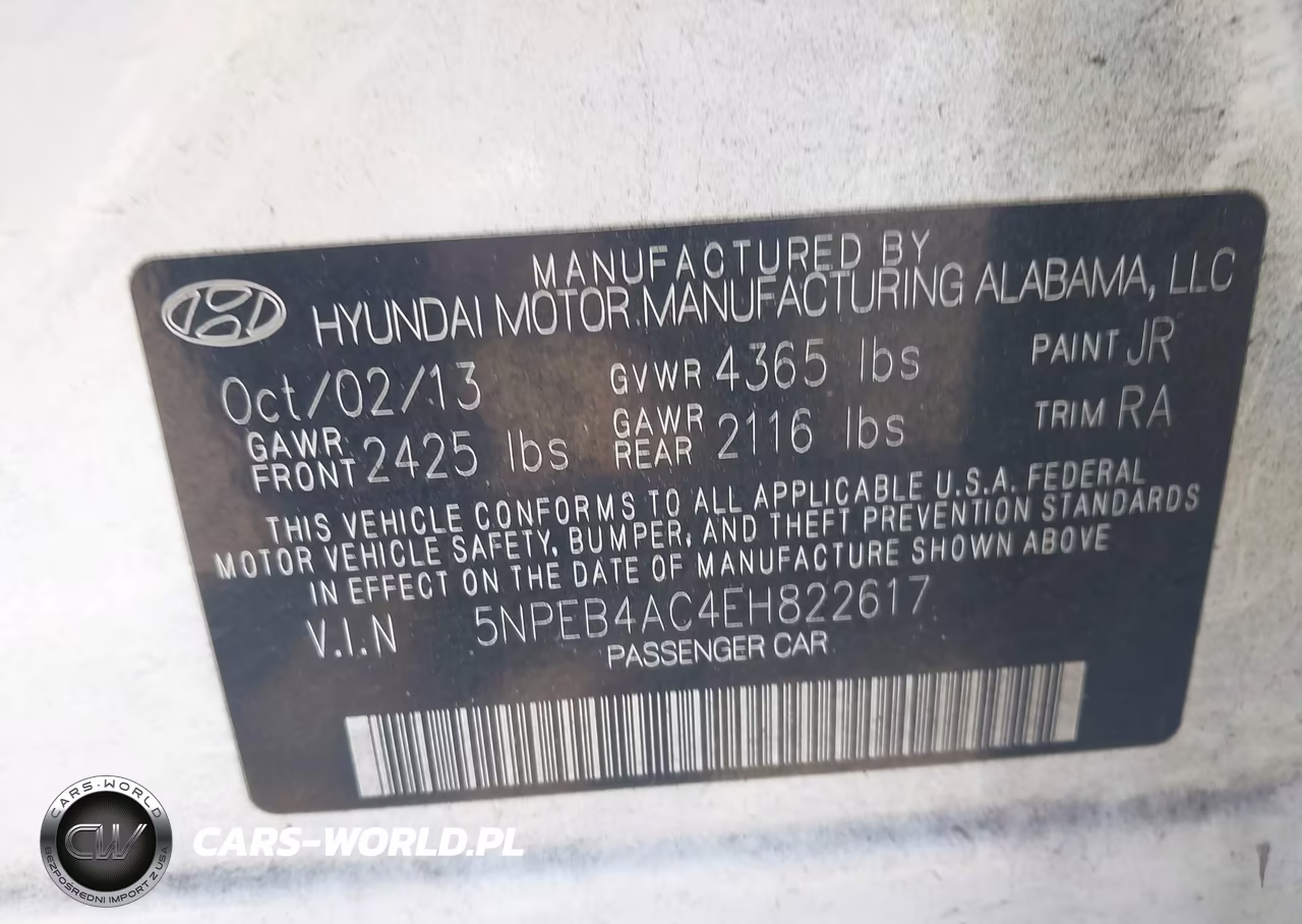 2014 Hyundai Sonata Gls VIN:5NPEB4AC4EH822617 - 9