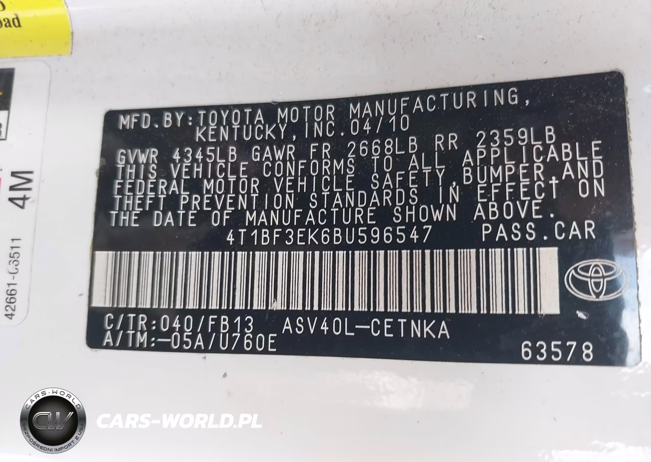2011 Toyota Camry Le VIN:4T1BF3EK6BU596547 - 9