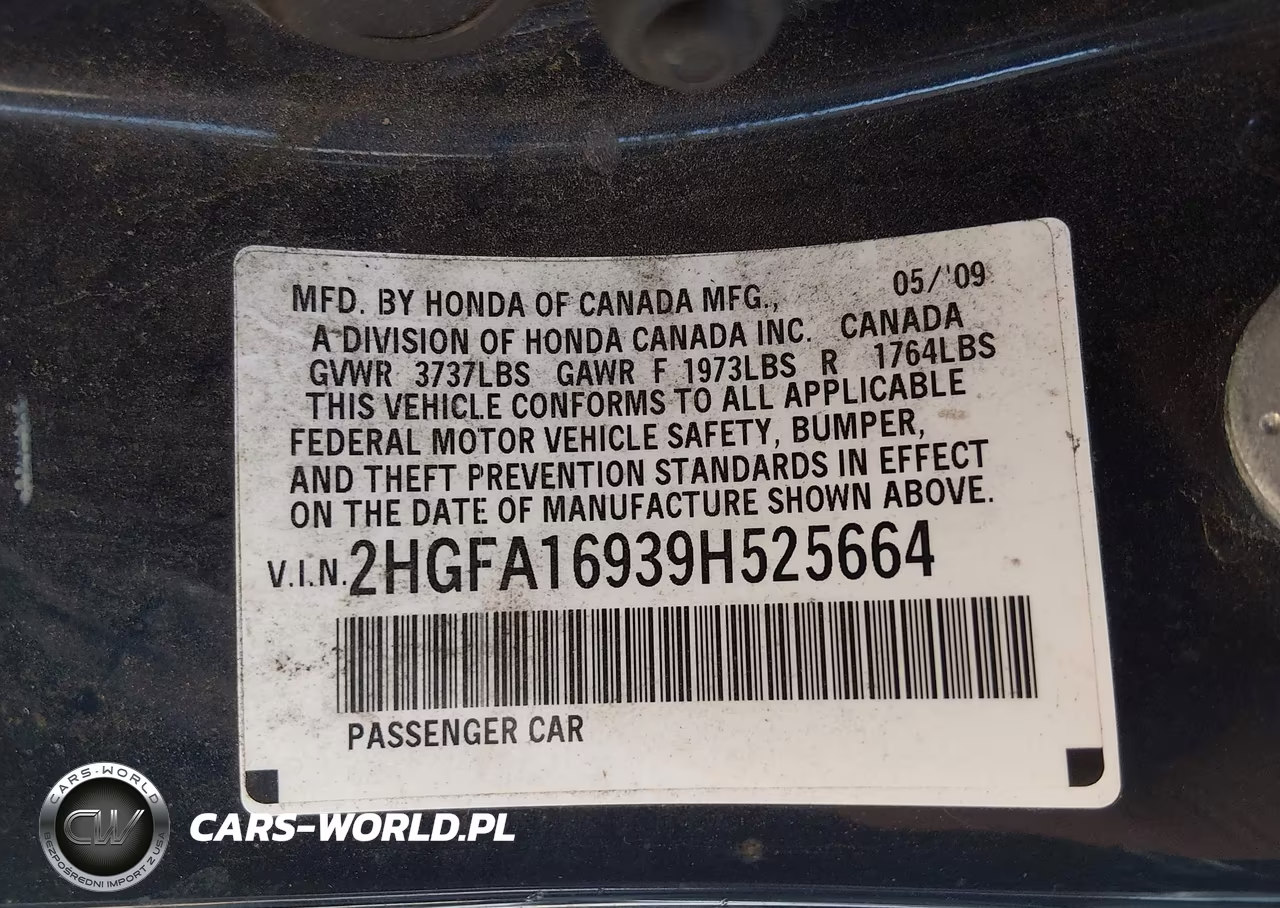 2009 Honda Civic Ex-L VIN:2HGFA16939H525664 - 9