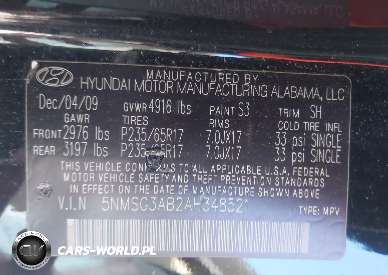 2010 Hyundai Santa Fe Gls VIN:5NMSG3AB2AH348521 - 9