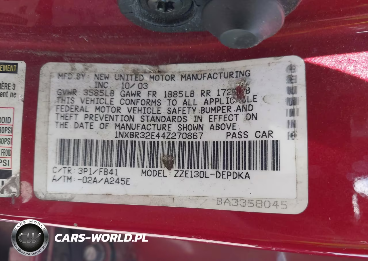 2004 Toyota Corolla Ce VIN:1NXBR32E44Z270867 - 9