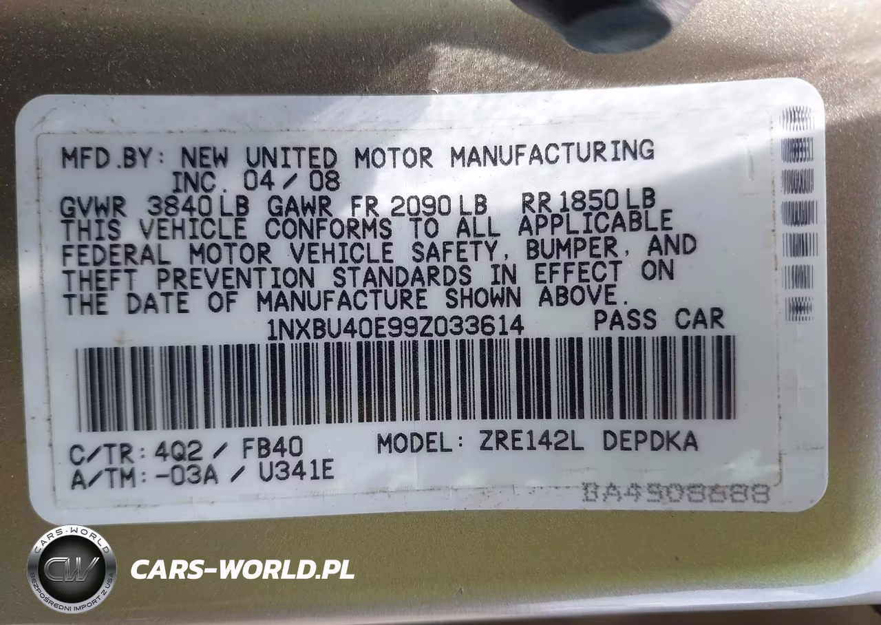 2009 Toyota Corolla VIN:1NXBU40E99Z033614 - 9