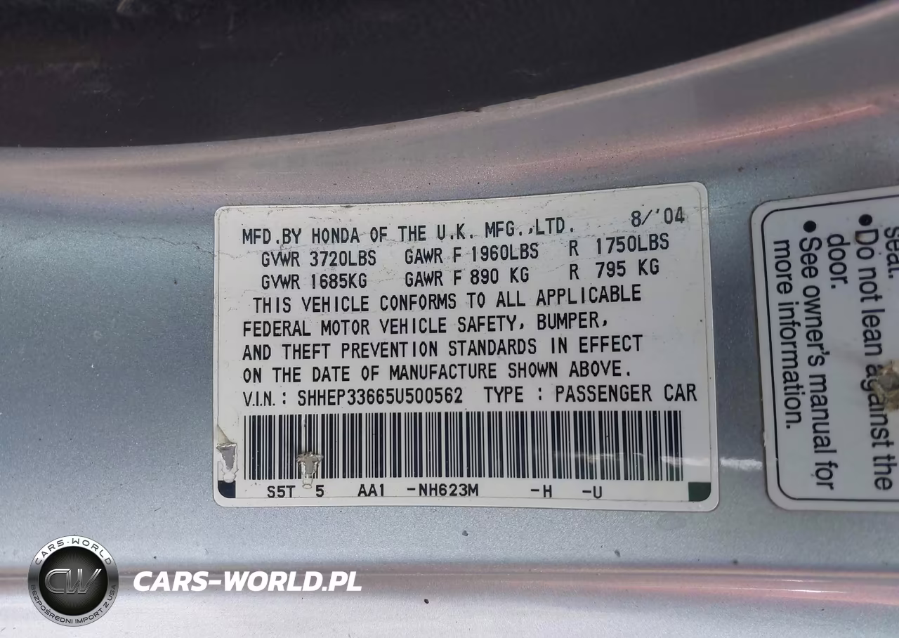 2005 Honda Civic Si VIN:SHHEP33665U500562 - 9