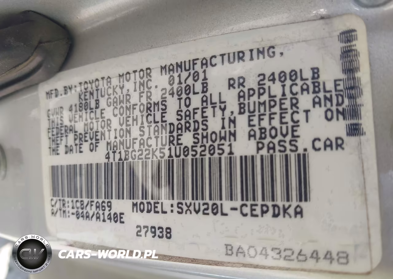 2001 Toyota Camry Ce VIN:4T1BG22K51U052051 - 9