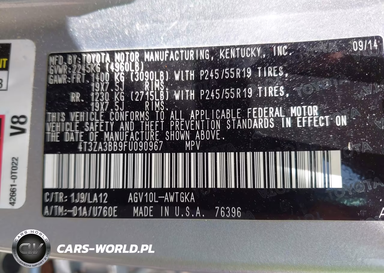 2015 Toyota Venza Xle VIN:4T3ZA3BB9FU090967 - 9