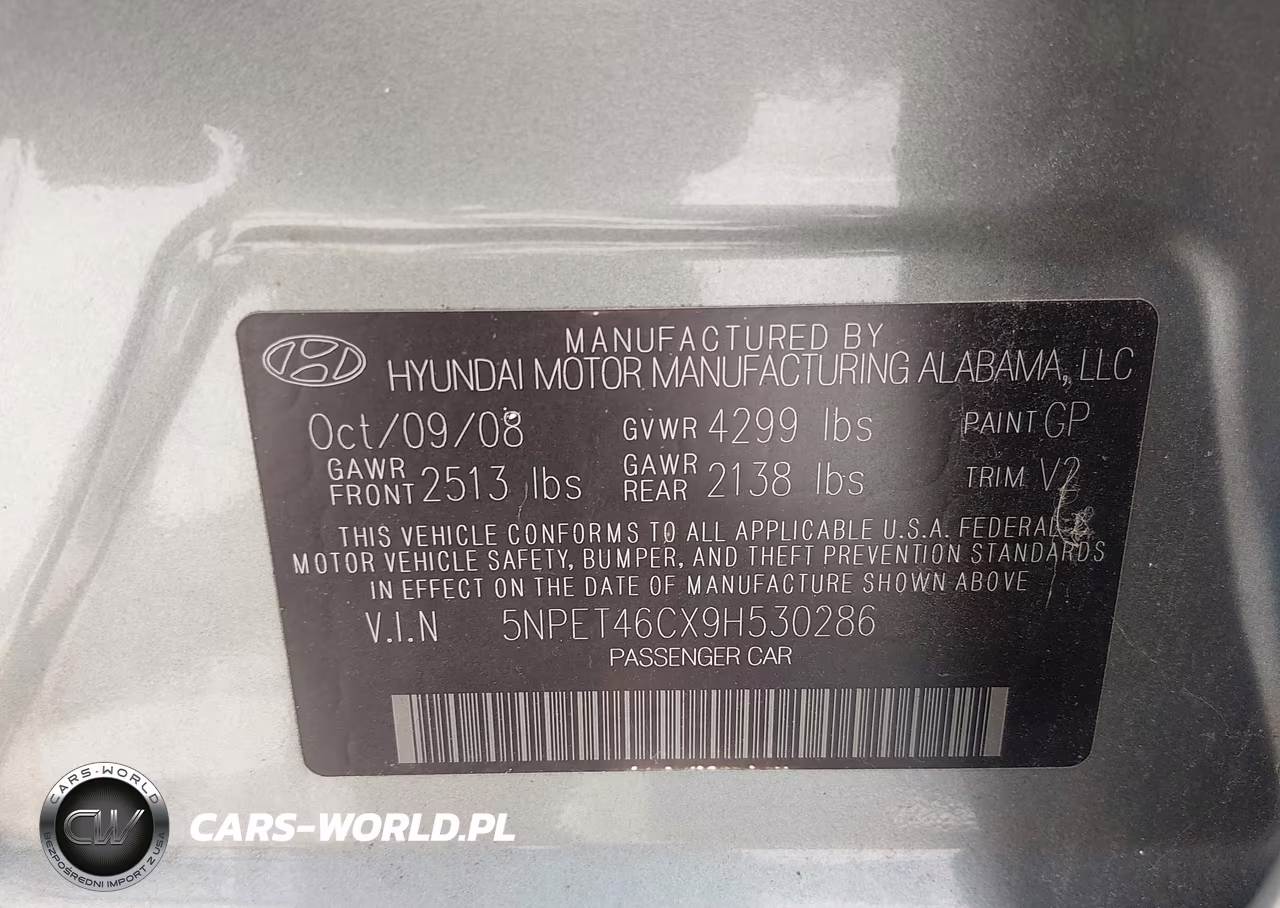 2009 Hyundai Sonata Gls VIN:5NPET46CX9H530286 - 9
