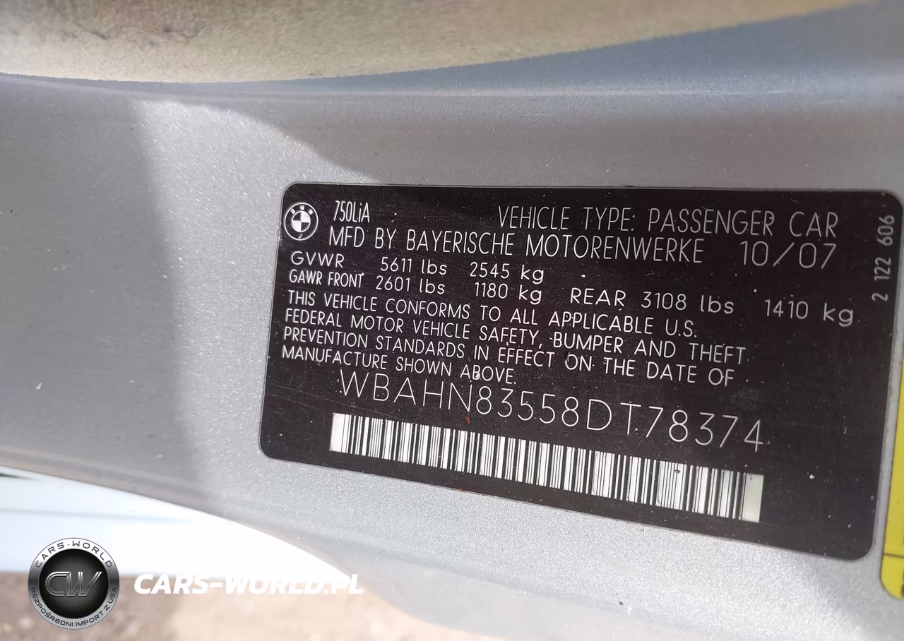 2008 BMW 750Li VIN:WBAHN83558DT78374 - 9