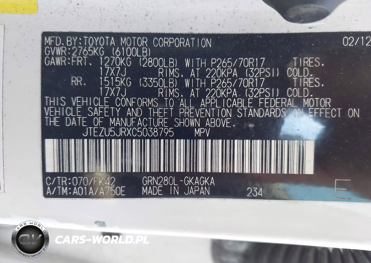 2012 Toyota 4Runner Sr5 VIN:JTEZU5JRXC5038795 - 9