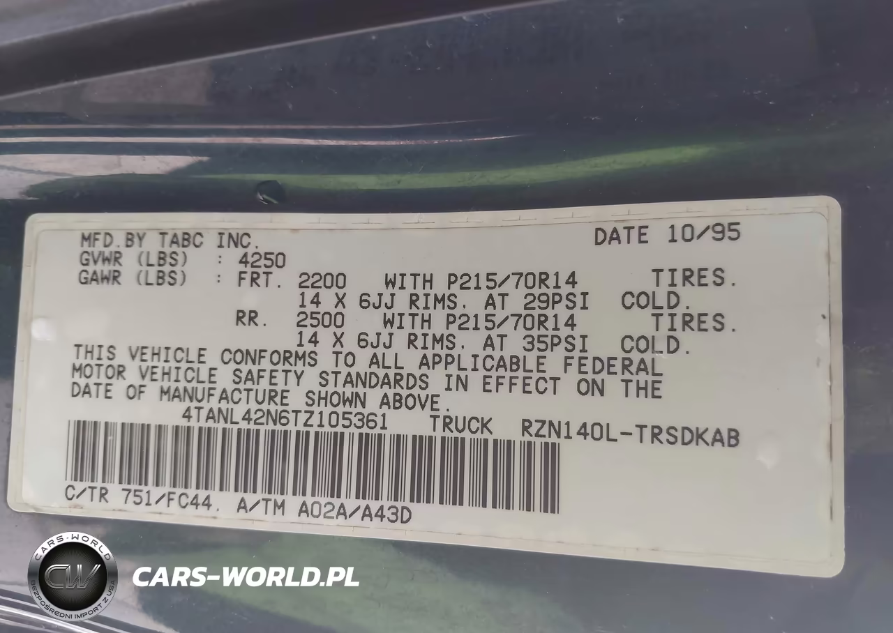 1996 Toyota Tacoma VIN:4TANL42N6TZ105361 - 9