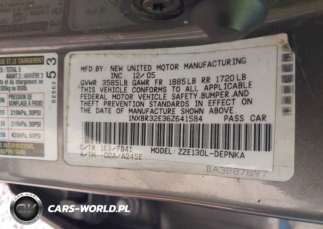 2006 Toyota Corolla Le VIN:1NXBR32E36Z641584 - 9