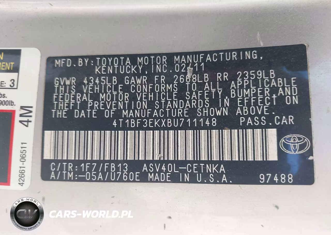 2011 Toyota Camry Le VIN:4T1BF3EKXBU711148 - 9