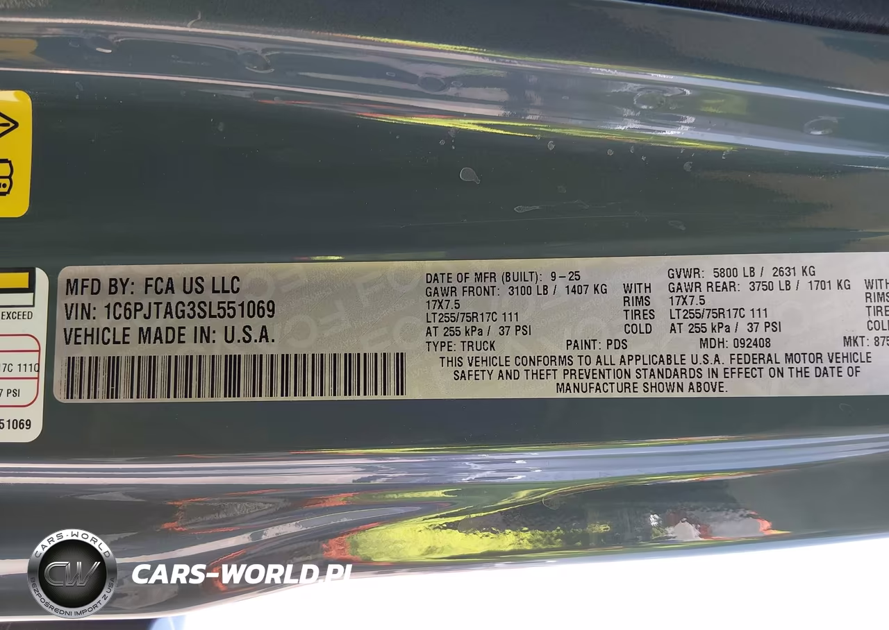 2025 Jeep Gladiator High Tide VIN:1C6PJTAG3SL551069 - 9