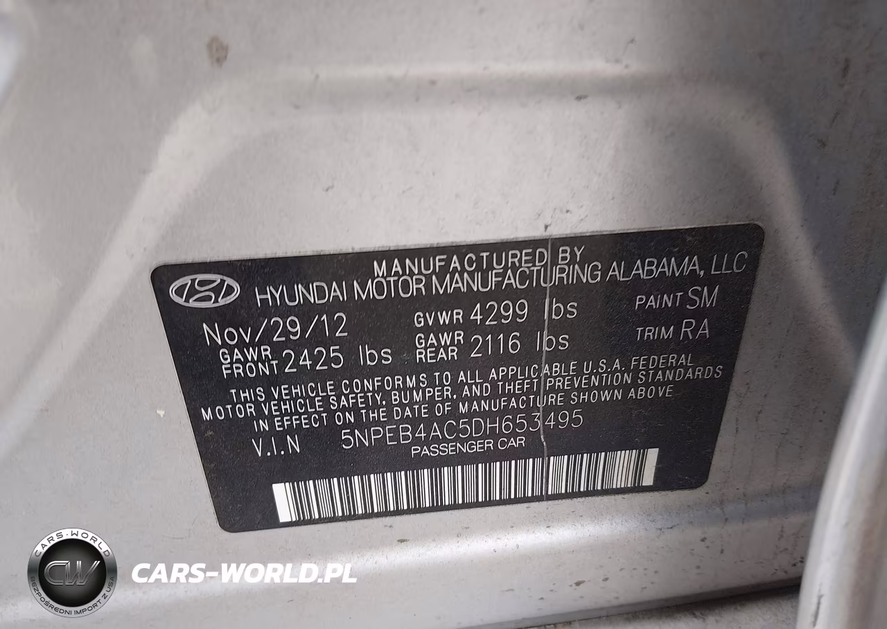 2013 Hyundai Sonata Gls VIN:5NPEB4AC5DH653495 - 9