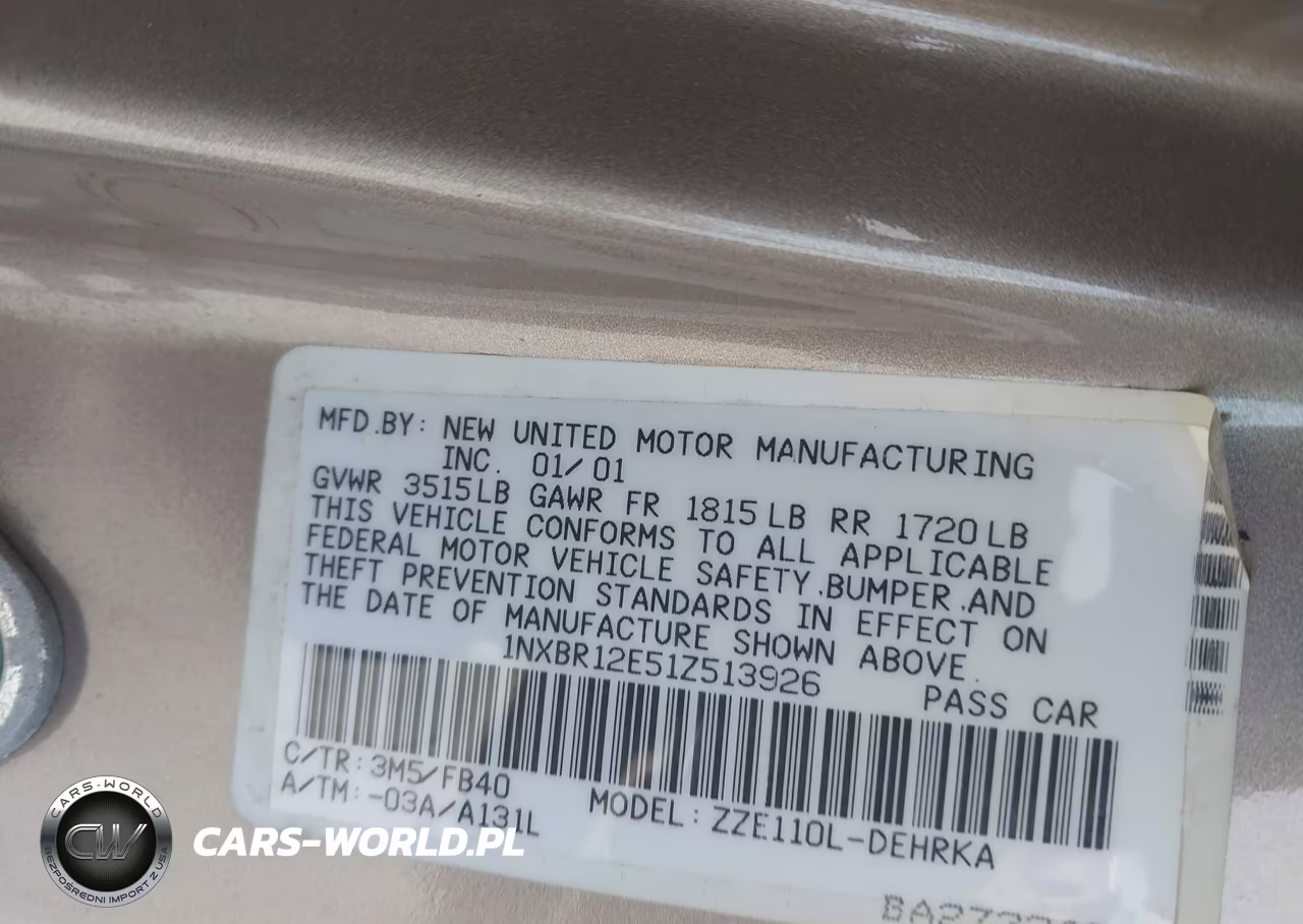 2001 Toyota Corolla Ce VIN:1NXBR12E51Z513926 - 9