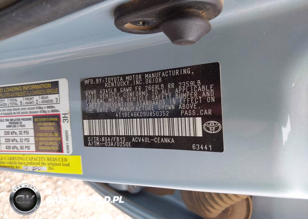 2009 Toyota Camry Le VIN:4T1BE46K09U850352 - 9