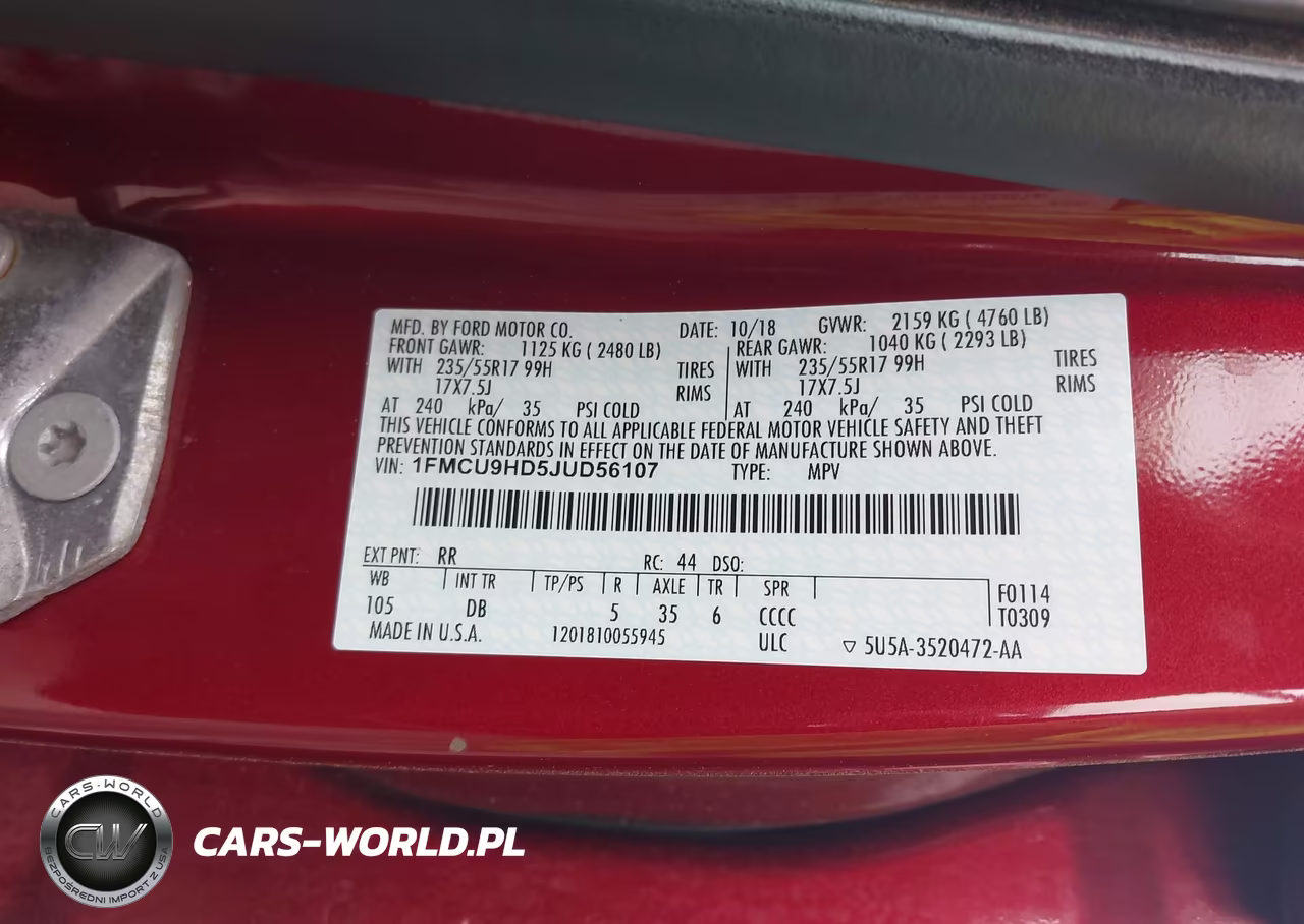 2018 Ford Escape Sel VIN:1FMCU9HD5JUD56107 - 9