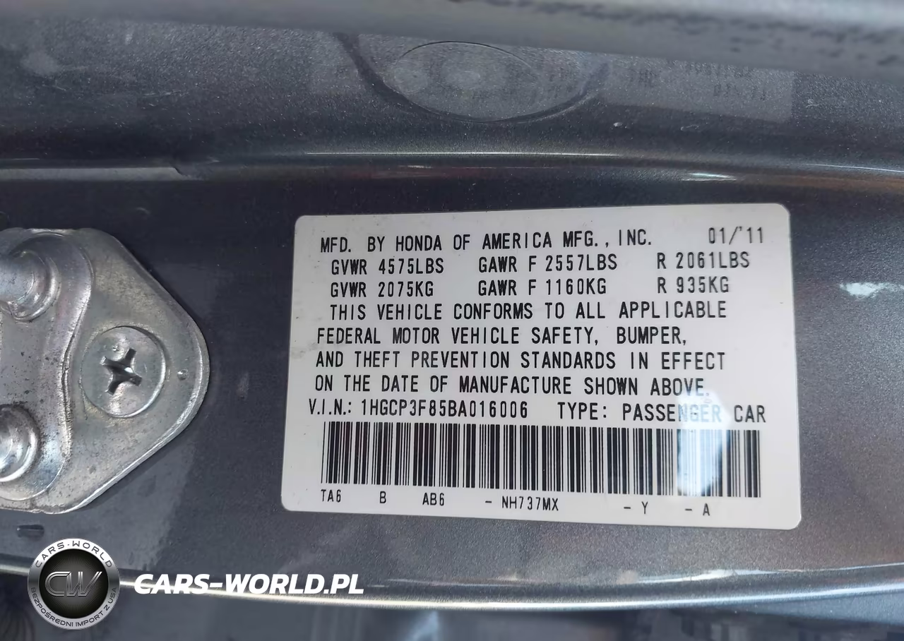2011 Honda Accord Exl VIN:1HGCP3F85BA016006 - 9