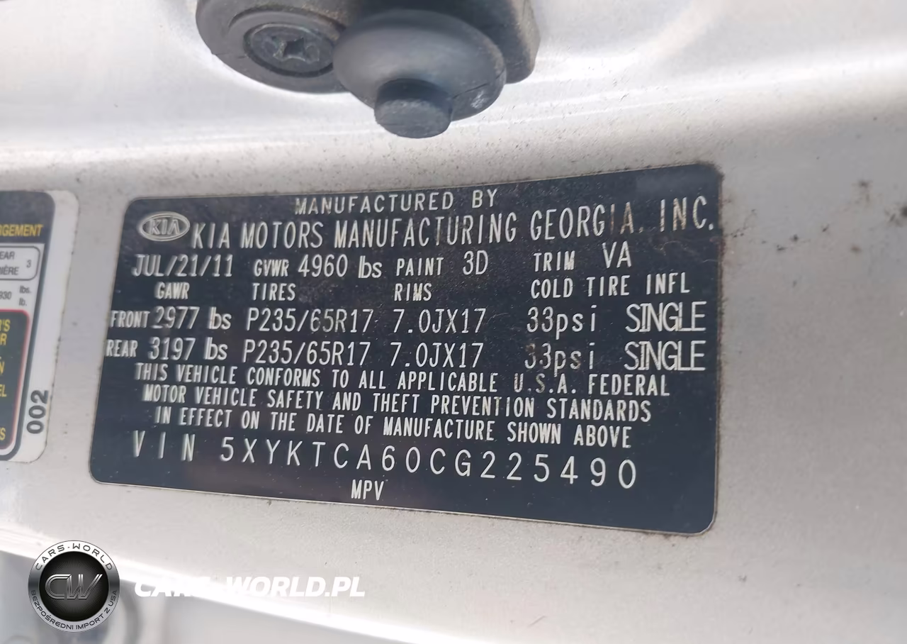2012 Kia Sorento Lx VIN:5XYKTCA60CG225490 - 9
