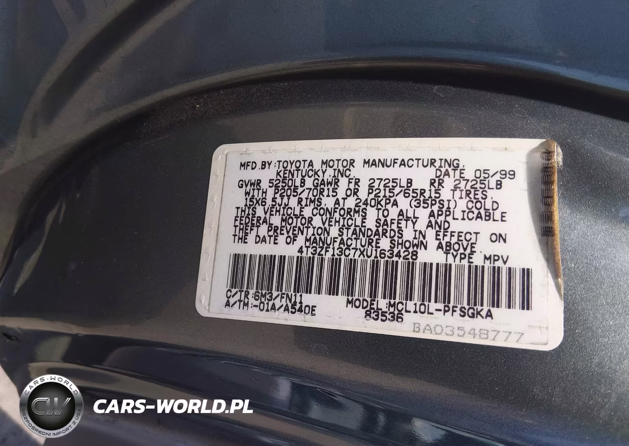 1999 Toyota Sienna Le VIN:4T3ZF13C7XU163428 - 9