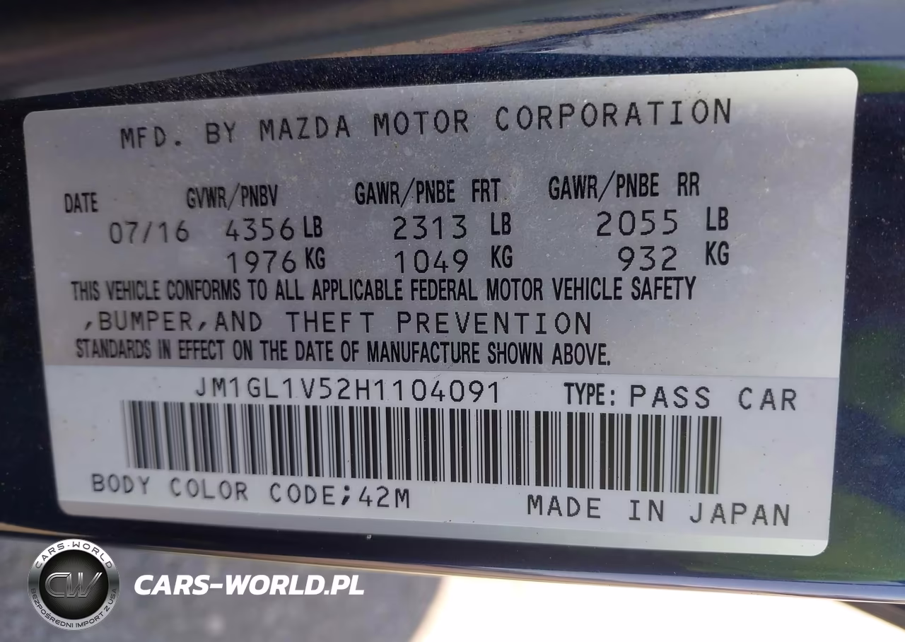 2017 Mazda Mazda6 Touring VIN:JM1GL1V52H1104091 - 9