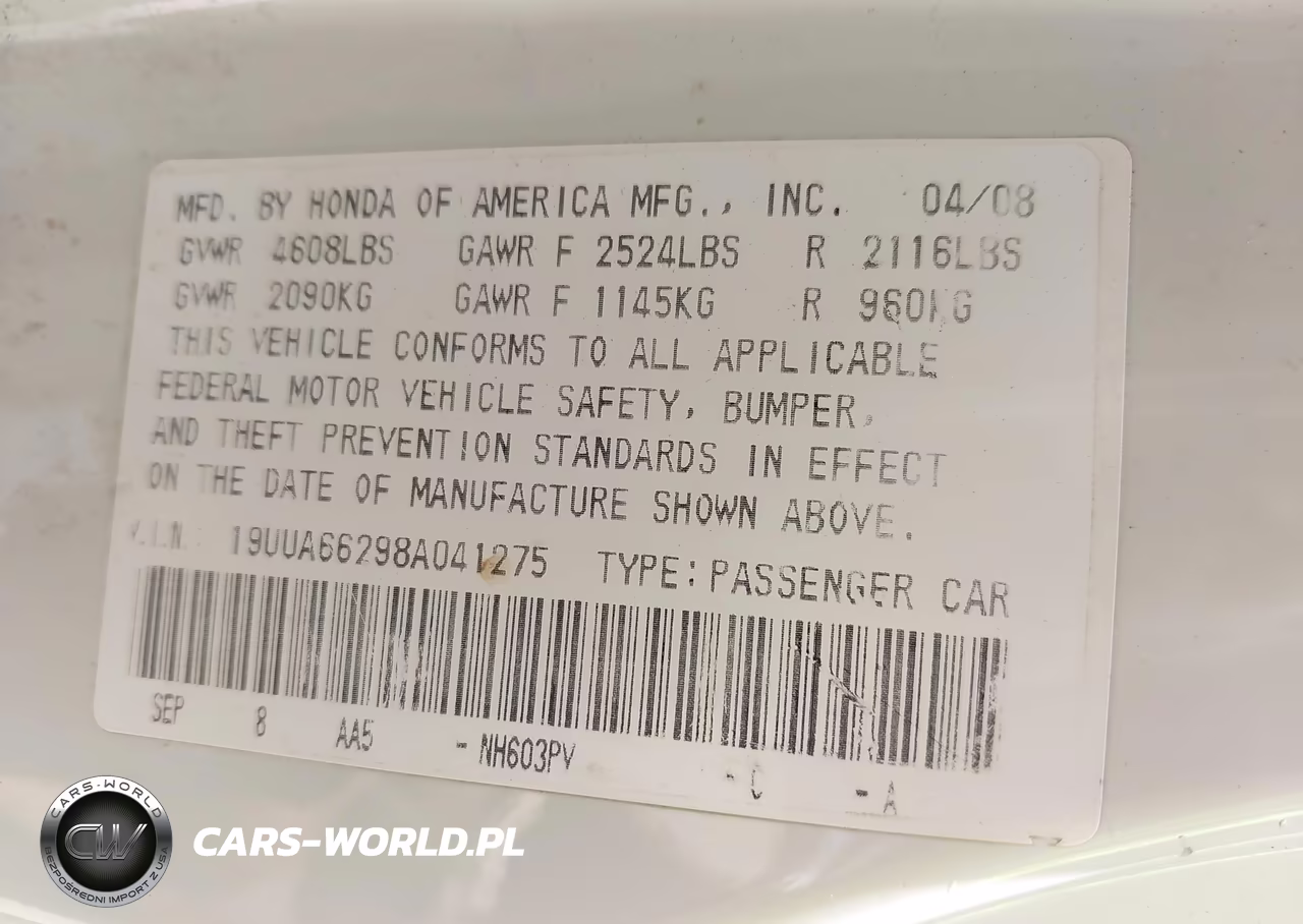 2008 Acura Tl 3.2 VIN:19UUA66298A041275 - 9