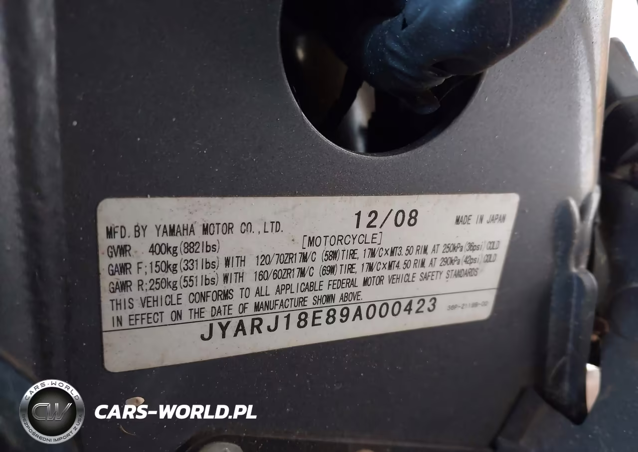 2009 Yamaha Fz6 R VIN:JYARJ18E89A000423 - 10