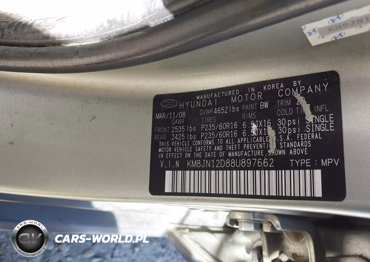 2008 Hyundai Tucson Limited V6-Se VIN:KM8JN12D88U897662 - 9