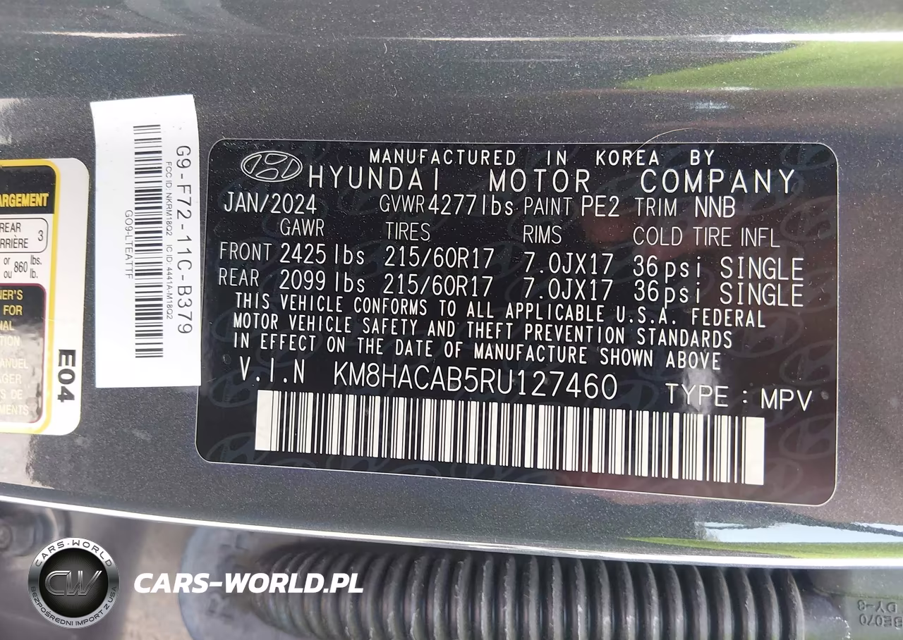 2024 Hyundai Kona Se VIN:KM8HACAB5RU127460 - 9