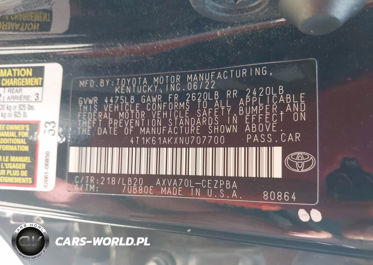 2022 Toyota Camry Xse VIN:4T1K61AKXNU707700 - 9