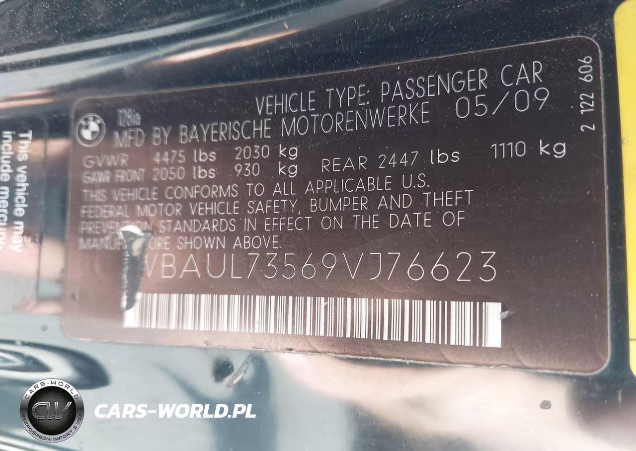 2009 BMW 128I VIN:WBAUL73569VJ76623 - 9