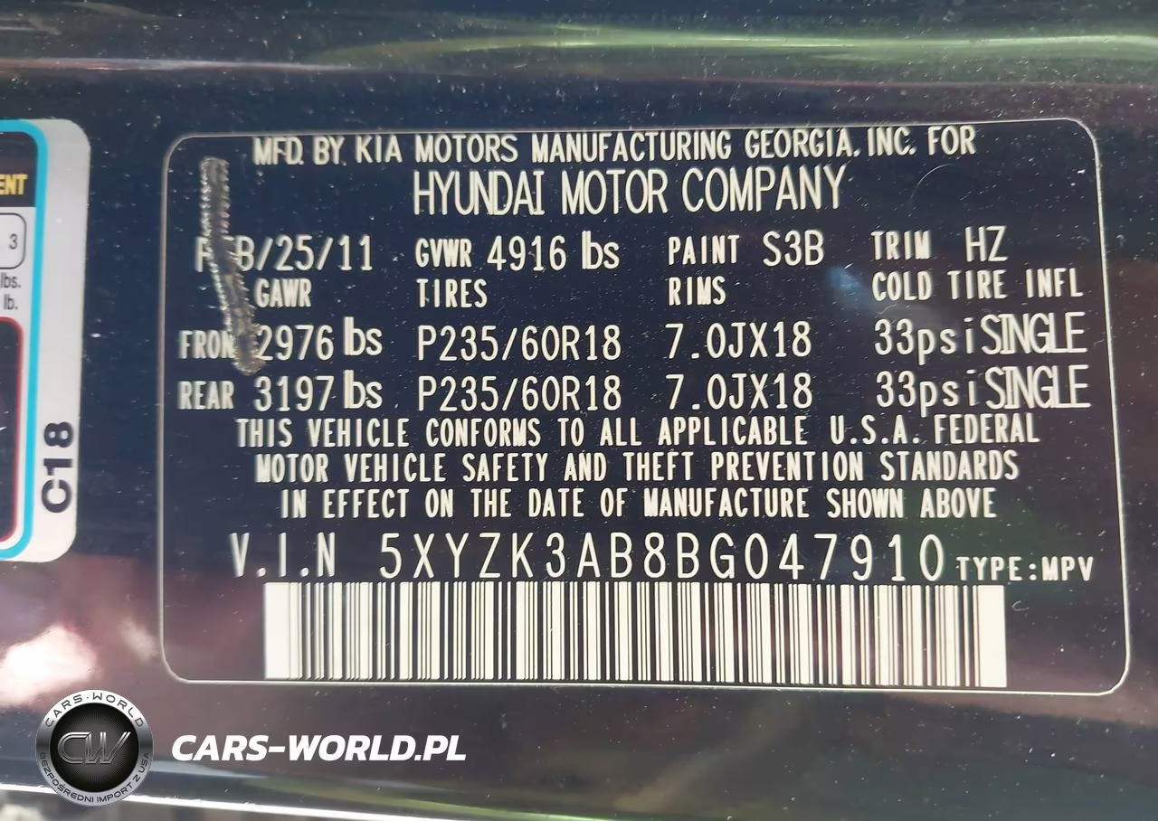 2011 Hyundai Santa Fe Limited VIN:5XYZK3AB8BG047910 - 9
