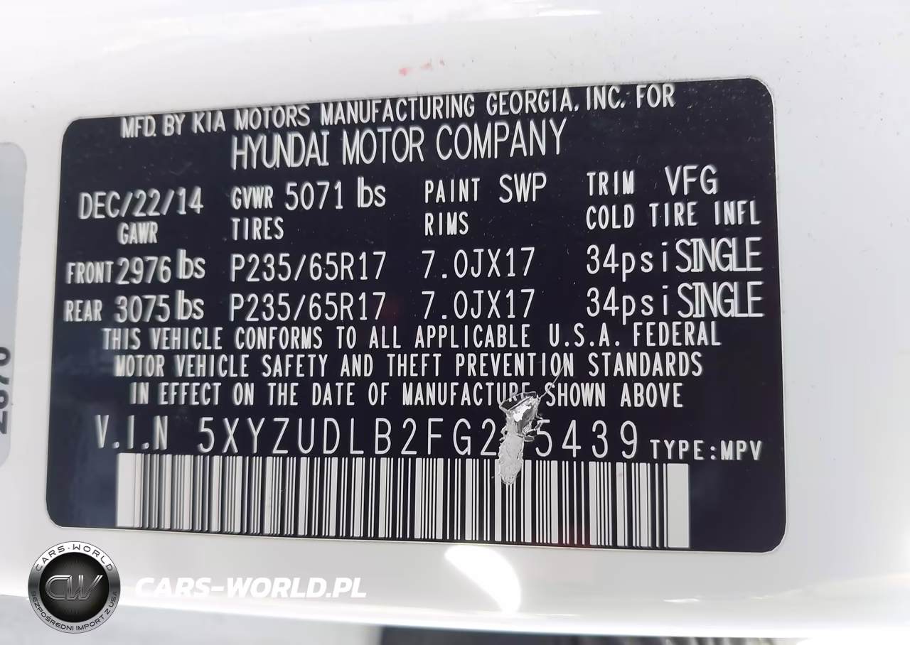 2015 Hyundai Santa Fe Sport 2.4L VIN:5XYZUDLB2FG265439 - 9