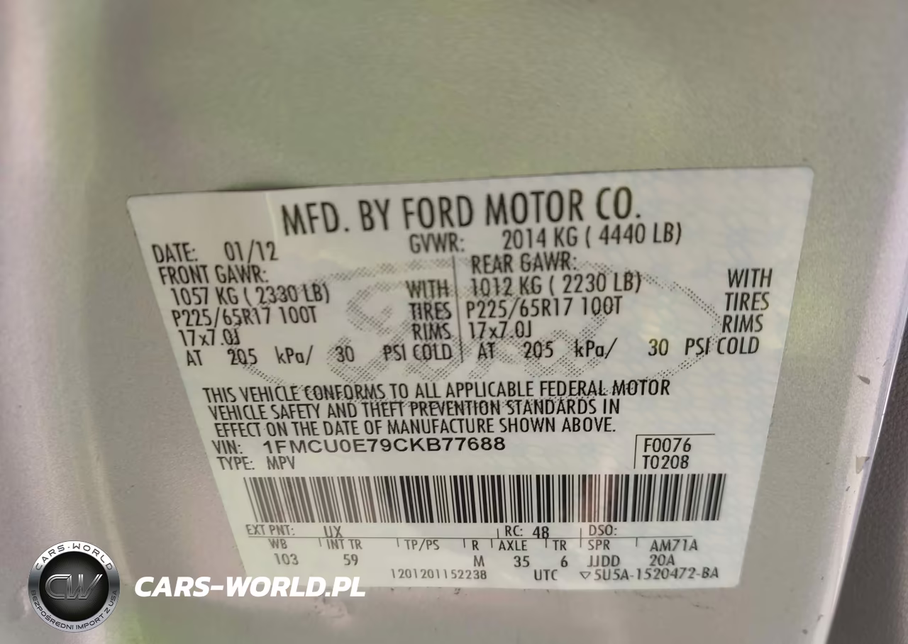 2012 Ford Escape Limited VIN:1FMCU0E79CKB77688 - 9