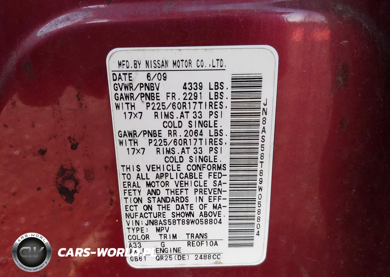 2009 Nissan Rogue Sl VIN:JN8AS58T89W058804 - 9