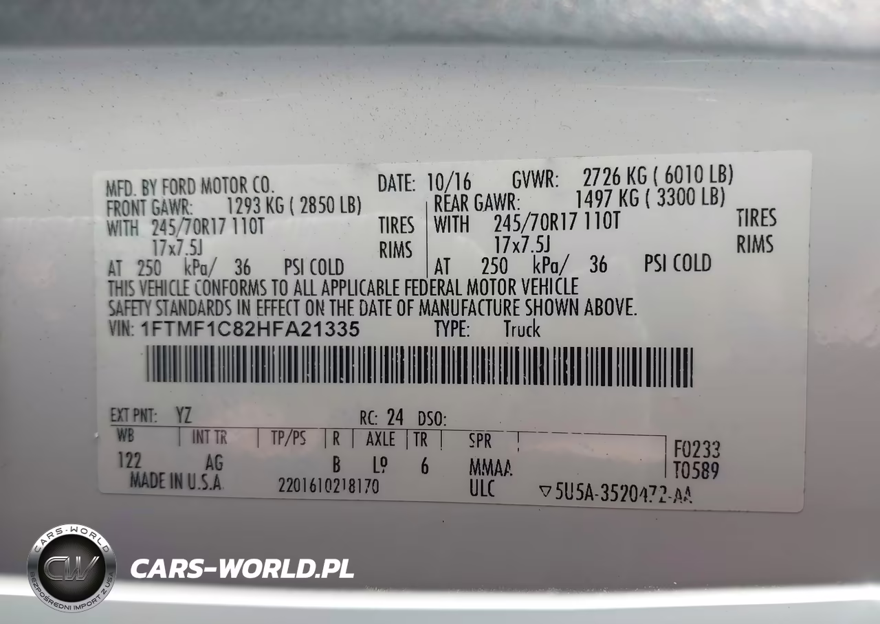 2017 Ford F-150 Xl-Xlt VIN:1FTMF1C82HFA21335 - 9
