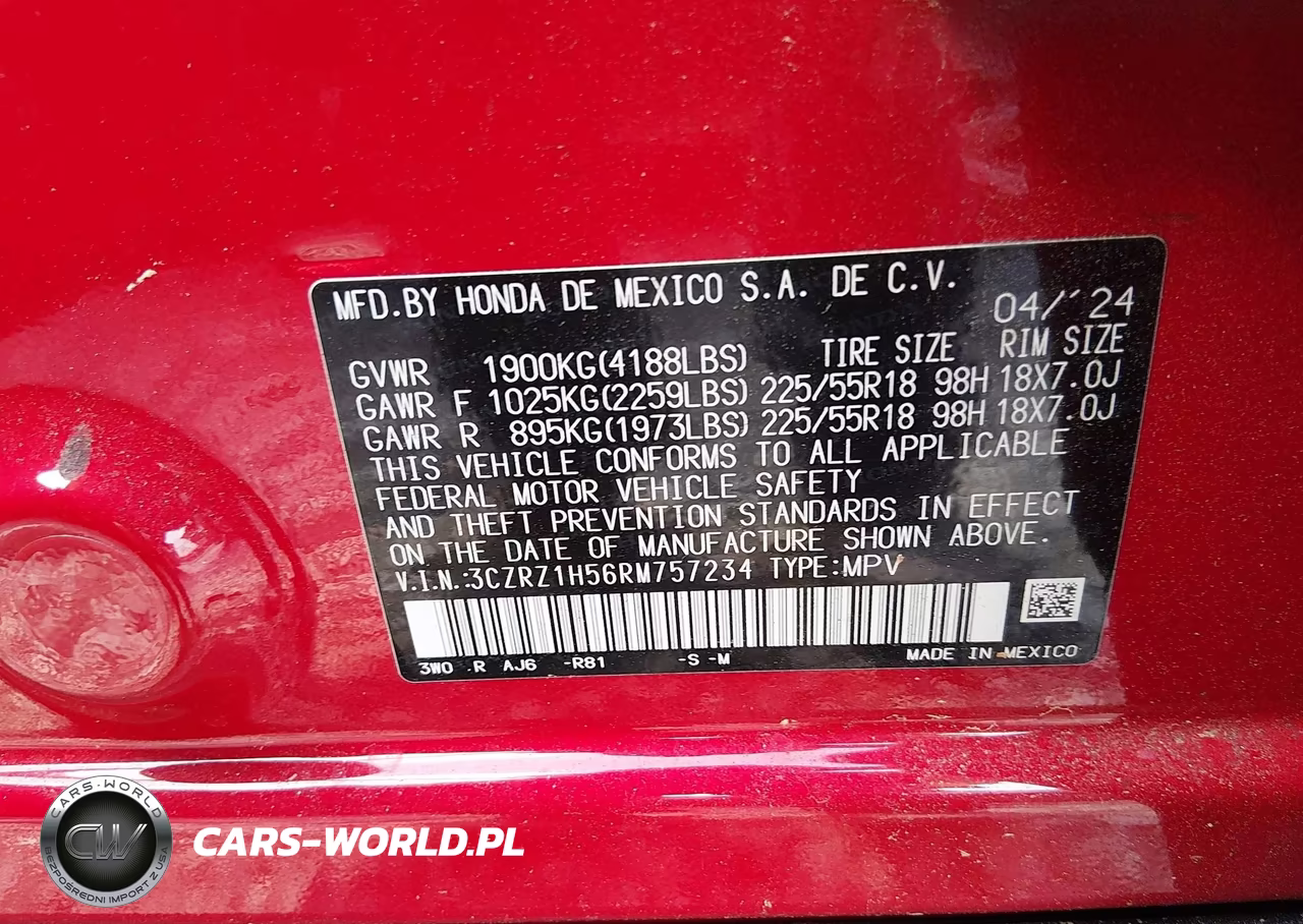 2024 Honda Hr-V 2Wd Sport-2Wd Sport W-O Bsi VIN:3CZRZ1H56RM757234 - 9