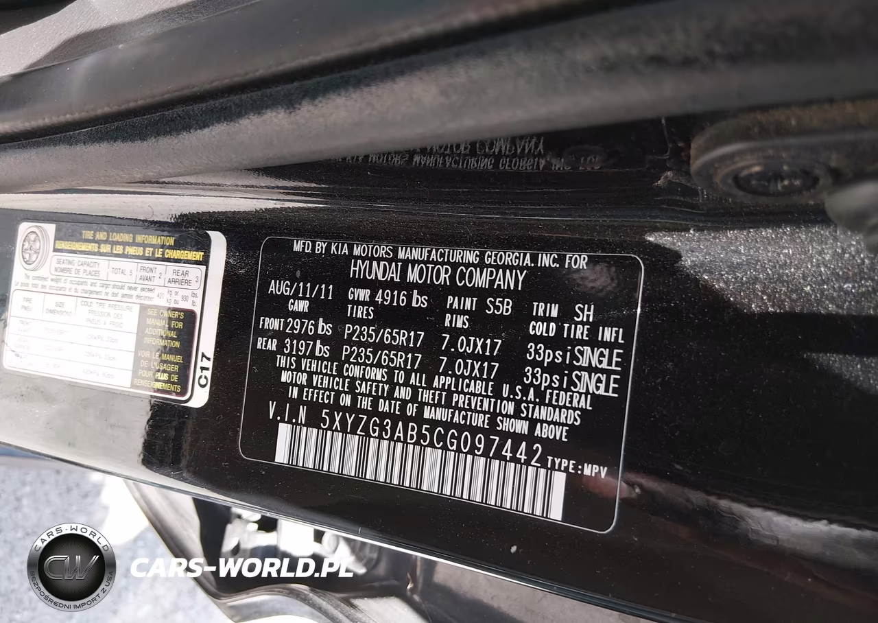 2012 Hyundai Santa Fe Gls VIN:5XYZG3AB5CG097442 - 9